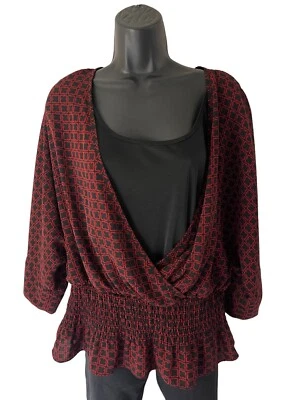 Blusa sin mangas Covington Top Mujer XL Roja Negra Geómica 2 Fer Manga Dolman Foto 1 de 4