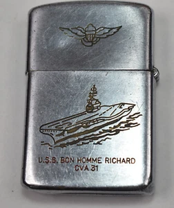 Vintage USS Bon Homme Richard United States Navy Penguin Lighter - Picture 1 of 6