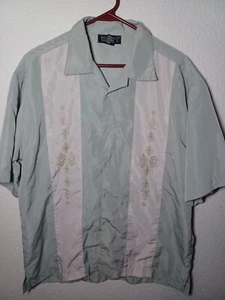 Montage Collection Mens Large Green Short Sleeve Button Shirt Collared - Picture 1 of 7