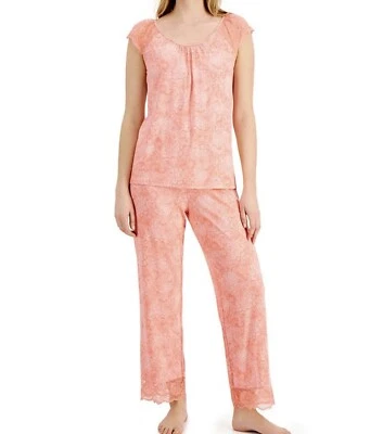Conjunto de pijama sin mangas Charter Club con ribete de encaje - Coral Paisley, XS #7444 Foto 1 de 4
