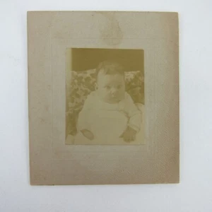 Antique Carte De Visite CDV Baby Photo in White & Floral Sepia Child Photograph - Picture 1 of 12