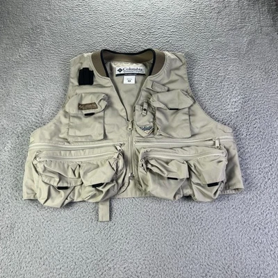 Chaleco de pesca Columbia PFG de colección para hombre mediano beige safari utilitario caza al aire libre Foto 1 de 4