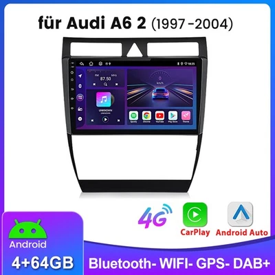 DAB+Android 14 6+128G Autoradio Navi Carplay SWC Für Audi A6 S6 RS6 C5 1997-2004 - Bild 1 von 4