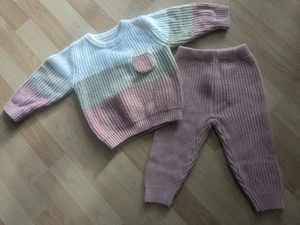 Set Hose Pullover Gr.86 Rosa Weiß Beige Mädchen Shein Strickanzug - Bild 1 von 5