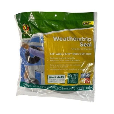 Duck Brand Self Adhesive Foam Weatherstrip for Small Gaps 2 Rolls NEW - Image 1 of 2