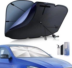 Auto Windschutzscheibe Sonnenschutz Doppellagig Schirmständer - Faltbar (57x34 Zoll) - Bild 1 von 9