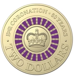 UNCIRCULATED $2 2013 purple Queens Coronation Coin - in capsule - Last Of Roll - Picture 1 of 5