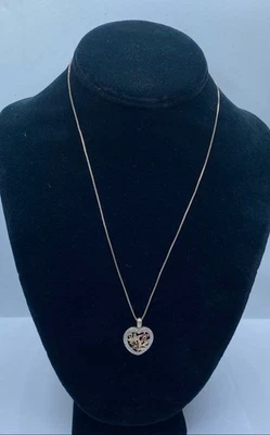 Collar corazón Ross Simons oro sobre 0,925 diamante/rubí/zafiro 19" 5,1 g Foto 1 de 4