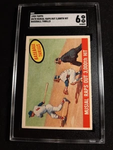 1959 Topps Musial Raps Out 3.000th Hit Baseball Thrills #470 SGC EX-NM 6 - Imagen 1 de 2
