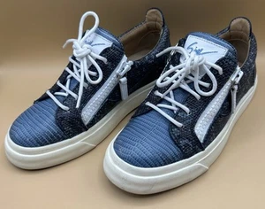 Giuseppe Zanotti Blue Python Snakeskin Print Low Top Sneakers EU 36 - US W 5.5-6 - Picture 1 of 18