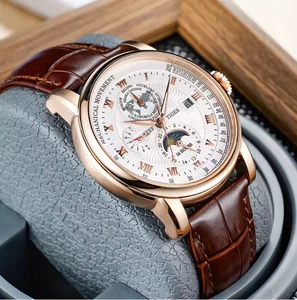 Reef Tiger Mondphase Automatikuhr Herren Lederarmband Uhren für Männer - Bild 1 von 7