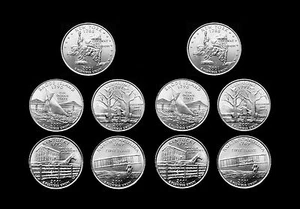 2001 P+D New York North Carolina Rhode Island Vermont Kentucky US Mint Roll Set - Picture 1 of 2