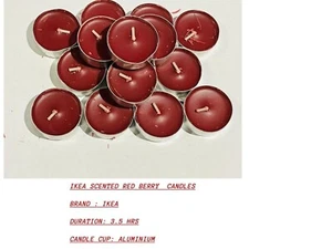 60 Ikea Tealight Candles Scented RED BERRIES SINNLIG Tea Light Candle Wedding - Picture 1 of 1