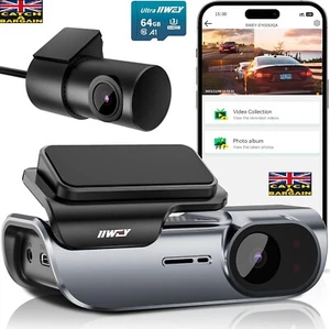 IIWEY EY02 Dual Dash Cam 4K+1080P, Built-in 5GHz WiFi Voice/App Control (E566) - Picture 1 of 20