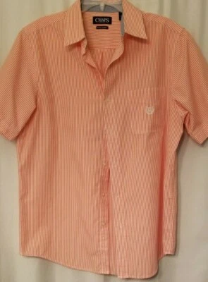 Men's Ralph Lauren Chaps Shirt EASY CARE Striped Short Sleeve Button Medium  - Image 1 of 4