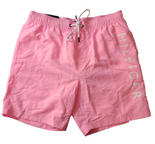 Tommy Hilfiger Mens Large Regular-Fit Logo-Print 7 in. Swim Trunks Pink Mauve