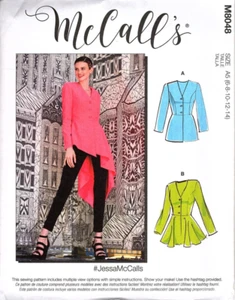 Chaquetas asimétricas McCall's M8048 Misses 6 a 14 peplum patrón de costura sin cortar - Imagen 1 de 2