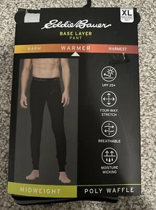 Neu mit Etikett Eddie Bauer Herren Basisschicht Hose meliert grau Größe XL Poly Waffel Thermo - Bild 1 von 11