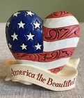 Jim Shore “America The Beautiful” Mini Patriotic Flag Heart Figurine 6010559