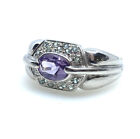 9ct Gold Amethyst Ring White Gold Amethyst Emerald Green Emerald Statement Ring