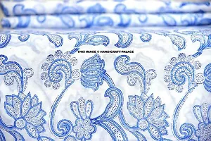 Indian Traditional Fabric Blue & White Hand Block Print Cotton Fabric 10 Yards - Picture 1 of 2