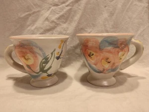 Coppia di tazze in ceramica artistica fatte a mano in ceramica firmate - Foto 1 di 21