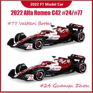 Bburago 1/43 2022 F1 Alfa Romeo C42 #24 Guanyu Zhou #77 V.Bottas Modellauto Spielzeug