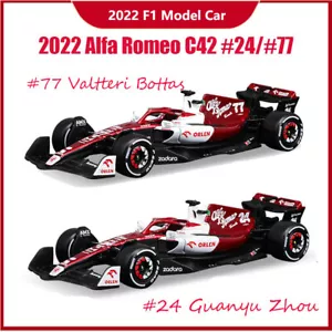 Bburago 1/43 2022 F1 Alfa Romeo C42 #24 Guanyu Zhou #77 V.Bottas Model Car Toys - Picture 1 of 18