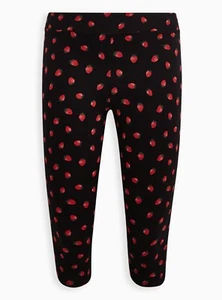 Torrid Pedal Pusher Waist Liquid Strawberry Legging Black 0 L 12 #H01736 - Picture 1 of 3
