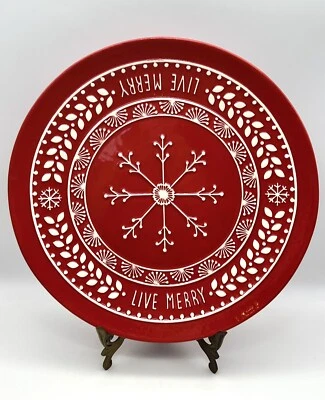 Hallmark Christmas “Live Merry” Ceramic Serving Plate 13.5" Diameter - Image 1 of 3
