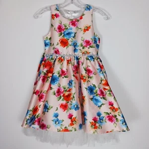 Couture Princess Girls Size 10 Floral Dress Satin Tulle Special Occassion - Picture 1 of 9