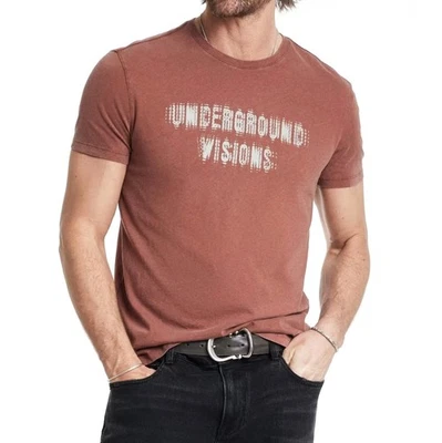 Мужская футболка John Varvatos Underground Visions Flocked Graphic Crew цвет сепия коричневый - Изображение 1 из 4