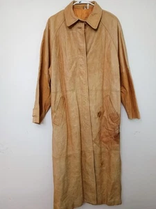 Hugo Buscati Vintage Leather Western Duster Trench Coat Women's M Cowboy Cowgirl - Picture 1 of 10