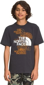 The North Face Boys Graphic Logo Tee Short-sleeved Grey/Orange - Picture 1 of 11