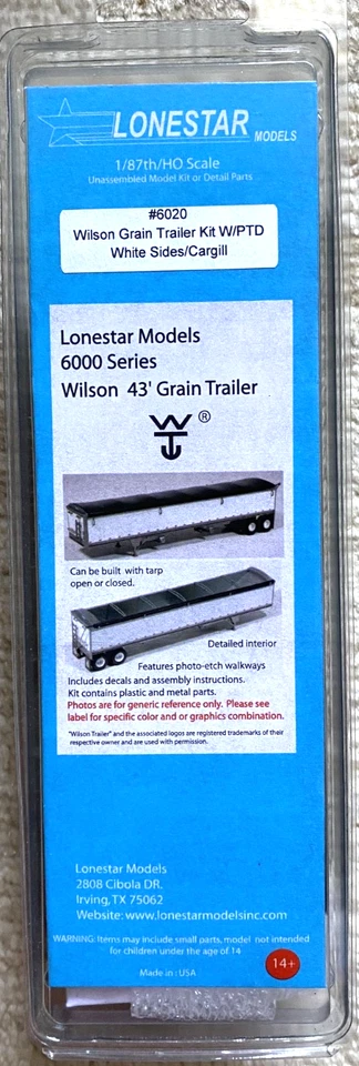 Kit remolque grano Wilson 43' modelos Lonestar ho 6000 series lados blancos #6020 Foto 1 de 2
