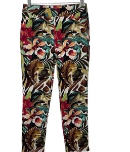 Pantalones al tobillo ajustados Chico’s So Slimming Brigitte estampado tropical para mujer talla 2 nuevos con etiquetas - Imagen 1 de 7