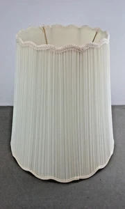 vintage Pleated Drum Ivory Color Lamp Shade w/ Scalloped Edges 18" tall, 18"x12" - Picture 1 of 12