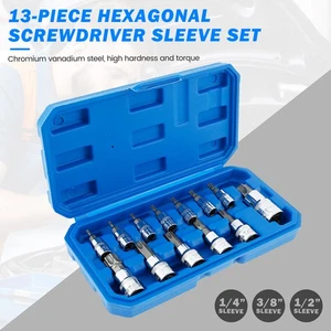 13Pcs Hex Bit Socket Set Chromium Vanadium Steel Hex Bits Set Fast eaCdG - Picture 1 of 11