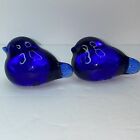 Vintage Swedish Reijmyre by Tyko? Axelsson Cobalt Blue Glass Chubby Tiny Birds