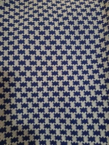 "Tela de coser de doble punto vintage década de 1970 azul real blanco diente de sabueso 2 yardas x 56" - Imagen 1 de 5