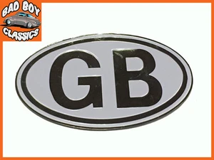 Metal White GB Badge Emblem Self Adhesive Classic, Kit Car, Hot Rod  - Picture 1 of 1