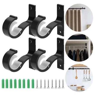 4PCS Soportes de Barra de Cortina de Aluminio Soportes de Montaje en Pared y Techo para Cortinas de Hogar Foto 1 de 4