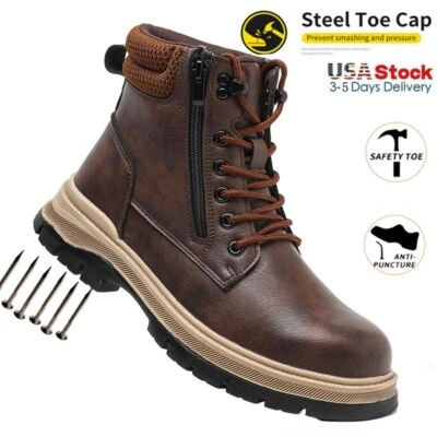 Indestructible Mens Work Boots Steel Toe Safety Shoes Waterproof Slip Resistant - Image 1 of 4