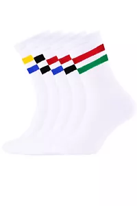 Confezione 5 Calzini Uomo Sportivi Tennis Corsa Attivi Cotone Bianco Taglia 6-11 - Foto 1 di 12