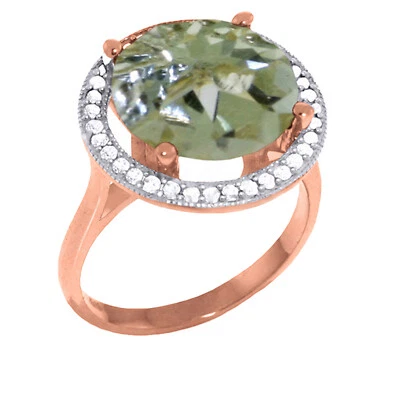 14K. GOLD RING WITH NATURAL DIAMONDS & GREEN AMETHYST - Image 1 of 4