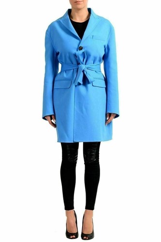 DSQUARED2 Cappotto base donna blu abbottonato con cintura US S IT 40
