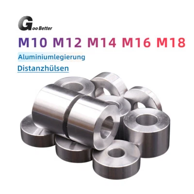 GOOBETTER OD 28mm Aluminium Alu Hülsen Distanzhülsen Abstandshülsen M10 M12 M14 M16 M18