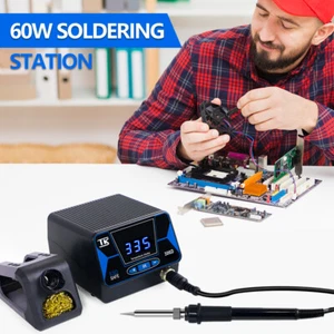 SOLDERING IRON STATION Kit Welding Tool Adjustable Temp Rapid Heating w/Bracket - Picture 1 of 8