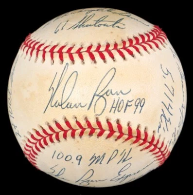 Nolan Ryan Signed Heavily Inscribed STAT American League Baseball JSA COA RARE - Image 1 of 4