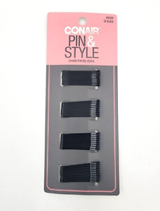 Black Hair Pins - 36 Per Pack - 72 Total - Conair Pin & Style Hair - Pack of 2